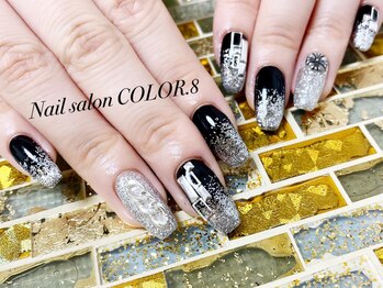 ネイルサロン カラーエイト(Nailsalon COLOR.8)/スカルプ　ブラックネイル