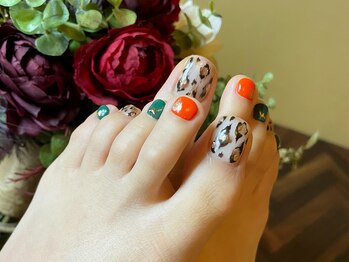 サロンドフォーエイチ(salon de 4H)/THE秋！なレオパードネイル☆
