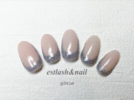 ラメフレンチ　フラッシュネイル
