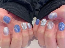 プラチナムドール 桂店(PLATINUMDOLL)/フットネイル 青ネイルデザイン