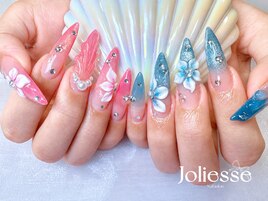 マーメイド×3Dフラワーネイル