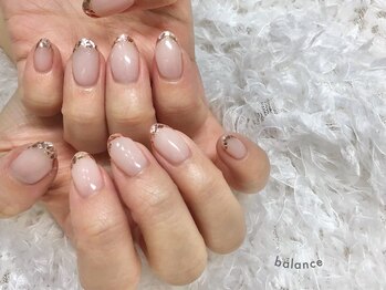 シンプルジェルネイル専門店 バランス(balance)/ピンクゴールドガラスフレンチ♪