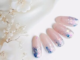 たっぷりブルーホロネイル