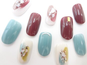 ネイルサロン クイール 小山店(NAIL SALON QUILL)/ワンカラー+ぬりかけアート☆