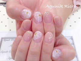 【水彩フラワーネイル】