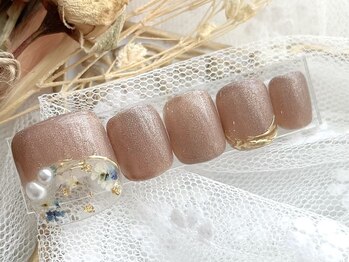 ネイルサロンアンドスクール ラフィーネ 池袋店/【フット】押し花◆¥7990