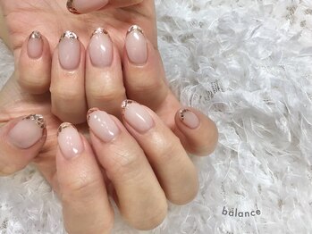 シンプルジェルネイル専門店 バランス(balance)/ピンクゴールドガラスフレンチ♪