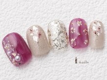 アイネイルズ 大宮店(Ｉ nails)/ワインレッドフラワー　