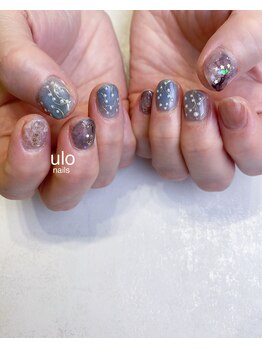 ウロネイルズ(ulo nails)/ブルーマグネット冬パールネイル
