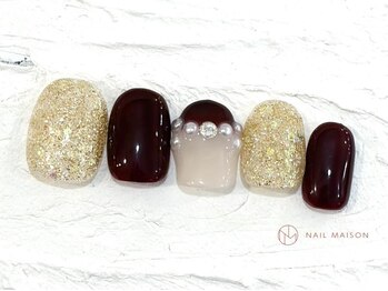 ネイルメゾン 池袋店(NAIL MAISON)/パールリボンネイル¥4800