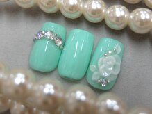 ネイルサロンミキ 横浜(MIKI)/ブライダル手描き3Dビジューバラ