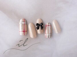 ゴールド×チェックネイル