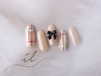 ゴールド×チェックネイル