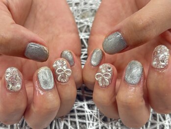 ディーネイル 池袋(D-nail)/〇立体リボンとマグネットネイル