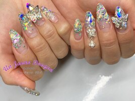 【ロングネイル】蝶々ネイル