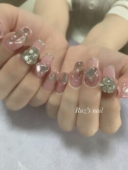 ラズネイル(RUZ'S NAIL)/【秋本】ピンクbijouネイル