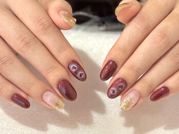 アルティノ ネイル ガーデン(altino nail garden)/クリスマス/キラキラ/ボルドー