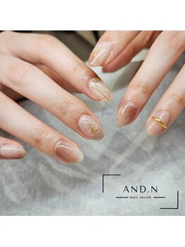 アンド エヌ(AND.N)の写真/＜定額制＊プライベートネイルサロン＞上品シンプル系～ニュアンスネイル/マグネットネイルまで楽しめる♪