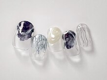 クレモアネイル 池袋西口店(CLEMORE NAIL)/モノトーン×シルバーミラー