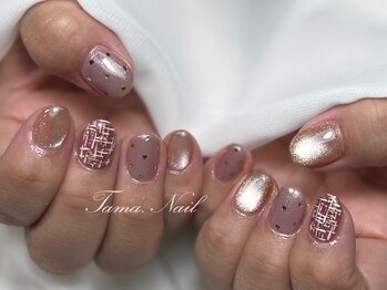 パープルピンク×ツイード