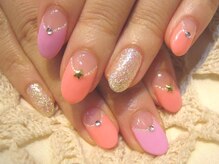 ハニーズネイル(Honey's Nail)/大人パステル逆フレンチ