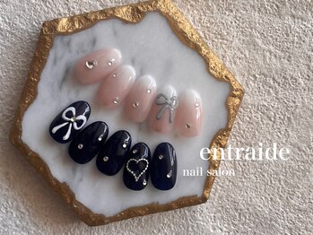 アントレッド(entraide)/韓国風ぷっくりリボンネイル