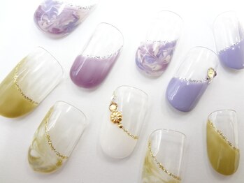 ネイルサロン クイール 小山店(NAIL SALON QUILL)/大人マーブルななめフレンチ