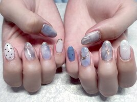 ミラー大理石ニュアンスネイル