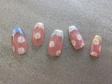 ネイリシャス(NAILICIOUS)/カラフルフレンチデイジーネイル