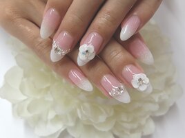 ブライダルネイルカメリア3D薔薇