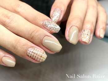ライズ 本町店(Raize)/チェックネイル/ベージュネイル