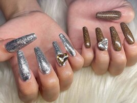 グリッターネイル/3Dハート/派手