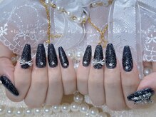 レアネイル 渋谷店(Le’a nail)/黒フラッシュネイル