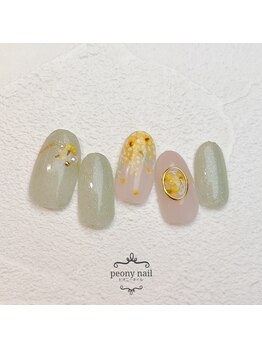 ピオニーネイル(peony nail)/ミモザネイル