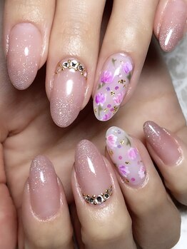 レディグリッター(Lady glitter)/花柄ネイル