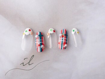 クリスマスネイル×チェック