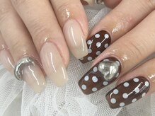 ベーシック ネイルウィザードアカデミー 本厚木店(Basic×NailWizardAcademy)/ブラウン ドットネイル