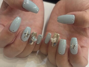 アイネイルズ 天神今泉店(I-nails)/【mami】星mirror水色