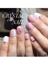クリスタルネイル ボンベルタ橘店(CRYSTAL NAIL)/ワンカラー×アートネイル