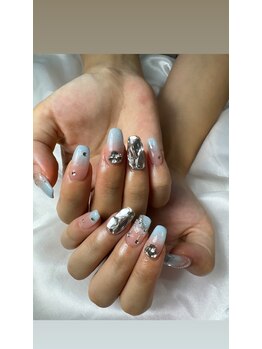 フラワーズネイル(flowers nail)/ブルー/ワンホンネイル