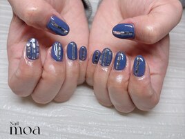 ブルー　ホログラム　ネイル