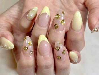 パステルイエロー×フラワー