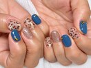 ブルー×レオパードネイル