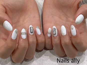ネイルズアリー 立川店(Nails ally)/ターコイズ×ミラー×ジュエリー