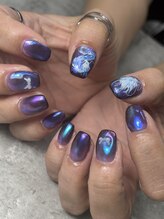アンジュール(unjour)/マグネット×オーロラ3色ネイル