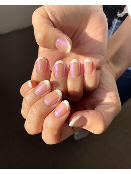 ユージューネイルルーム(UJU nail room)/ミラーベース白フレンチ
