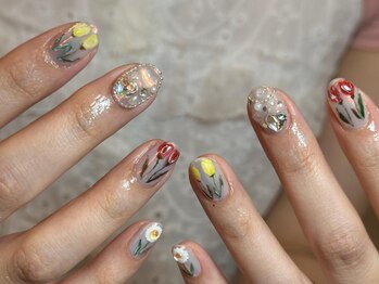 アイネイルズ 天神今泉店(I-nails)/【hinako】手書き花柄art