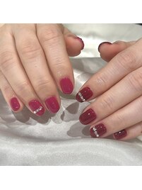 ピンク×ワインレッド