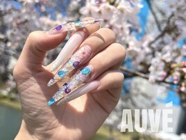 ドライフラワー埋め込みネイル
