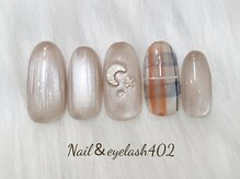 ネイル アンド アイラッシュ ヨンマルニ(Nail&eyelash 402)/マグネットチェックネイル